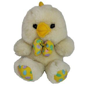 Vtg Cuddle Wit Easter Chick Jelly Bean Egg Print Yellow Bow Tie Plush Lovey 13"